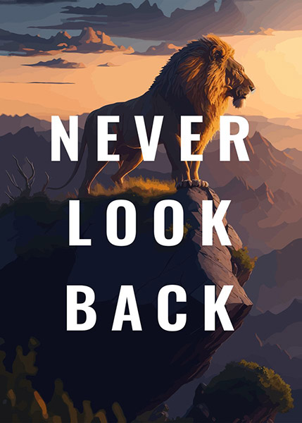 Never look back animal motivational Poster