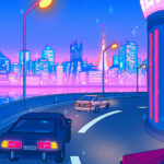 Night Drive Pop Pastel Poster