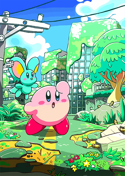 Nintendo Kirby in a beautiful Garden Poster