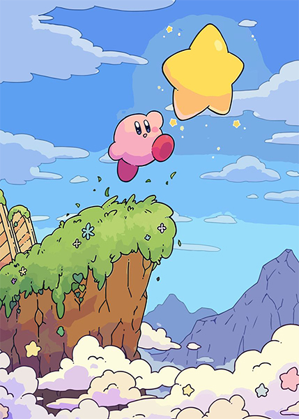 Nintendo Kirby Jumping to the star Poster