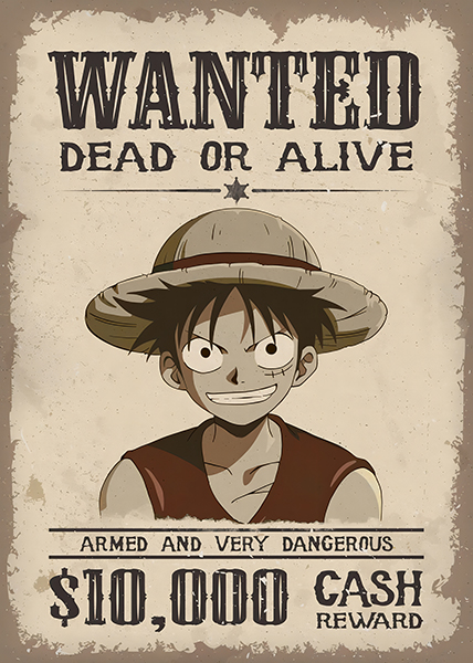 One Piece Luffy Wanted anime Poster