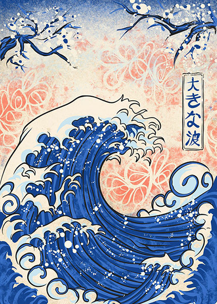 Painting Japanese wave Poster