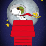 Peanuts Flying in space Snoopy and Woodstock Space Poster