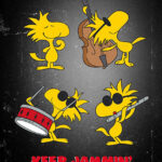 Peanuts Keep Jammin Woodstock space Poster