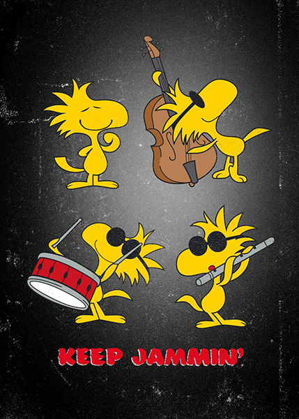 Peanuts Keep Jammin Woodstock space Poster