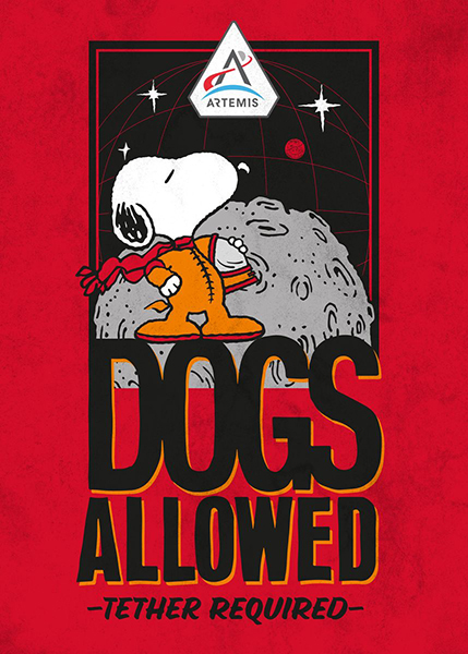 Peanuts Snoopy Dogs Allowed in space Poster