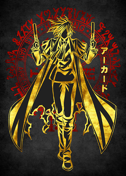 Red Golden Alucard anime Poster