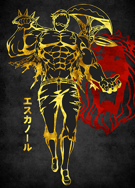Red Golden Escanor Seven Deadly Sins anime Poster