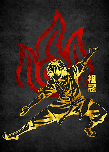 Red Golden Zuko anime Poster