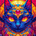 Regal Majestic cat adorned with vibrant colors Poster