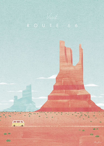 Route 66 United States of America Minimalist Travel Poster