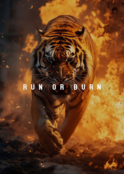 Run or Burn animal motivational Poster