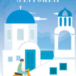 Santorini Greek island in the Cyclades Travel Poster