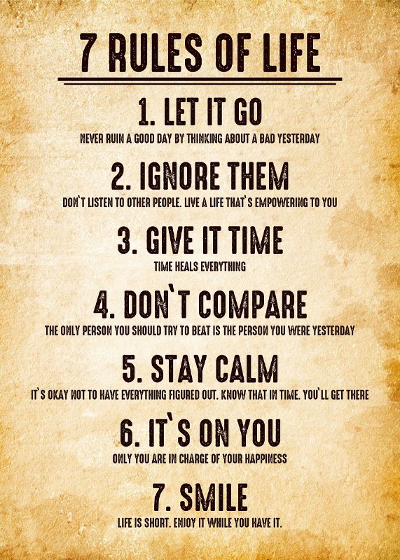 Seven Rules Of Life Retro Poster