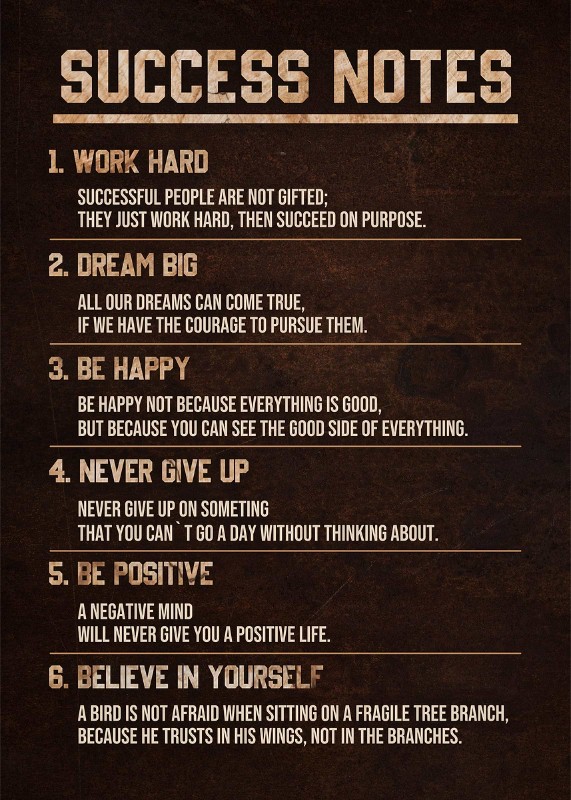 Success Notes Metal Wood Poster