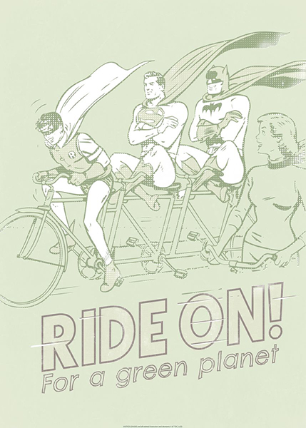 Superman Riding with Batman and Robin on Tricycle Poster