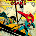 Superman Skating on Ice with Batman and Robin Comic Poster