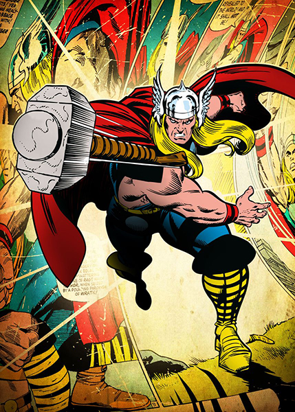 Thor hammer throw Comics Poster