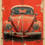 Vintage Red Volkswagen Bettle Poster