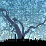 Washington DC Skyline United States of America Maps Poster