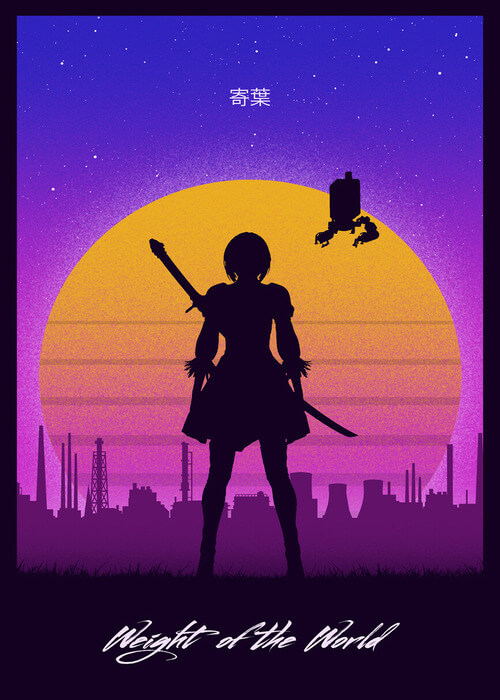 Weight of the world Neon Evengelion Retro Poster